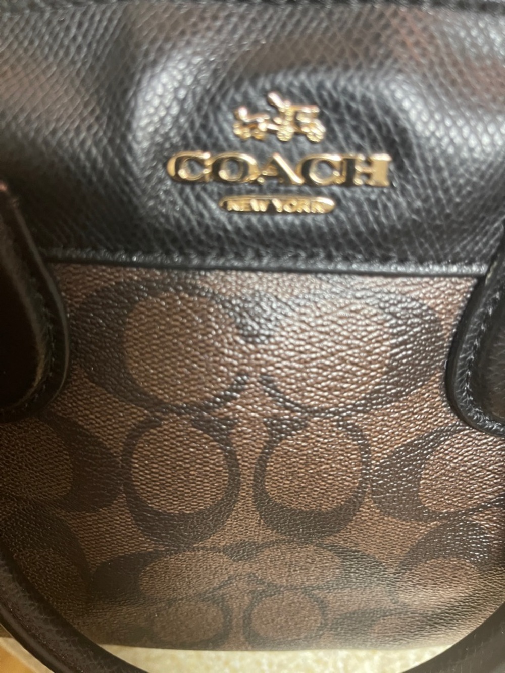 Coach Brown Signature Satchel with Black Trim and Gold Hardware - Picture 4 of 11